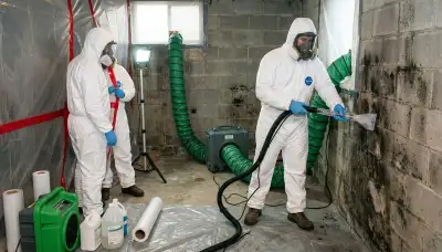 Shreveport, LA mold removal team inspecting water damage in a home for 24/7 restoration service