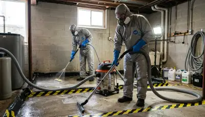 Sewer backup cleanup crew restoring a Shreveport, LA home after water damage